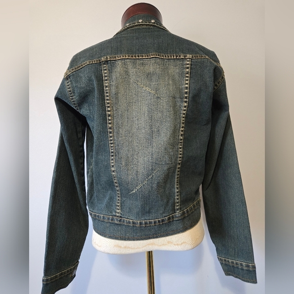 Max Plus Studded/ Scratched Denim Jacket. Size Small - Picture 7 of 13